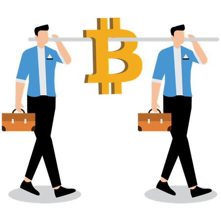 Businessman carrying bitcoin  Illustration