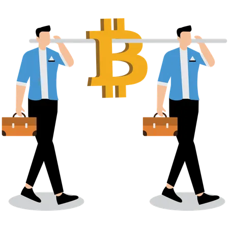 Businessman carrying bitcoin  Illustration