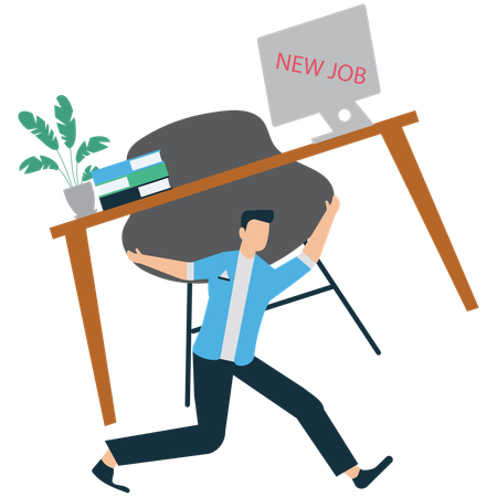 Businessman carrying business stuff  Illustration