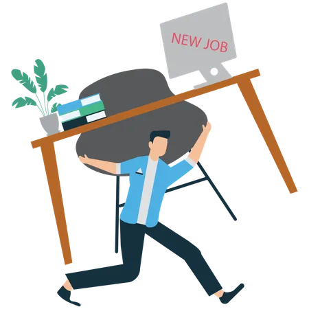 Businessman carrying business stuff  Illustration