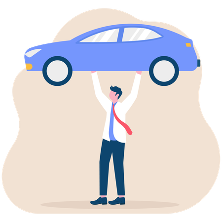 Businessman carrying car debt  Illustration