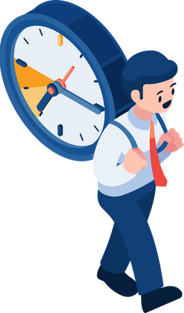 Businessman Carrying Clock and Going Forward  Illustration