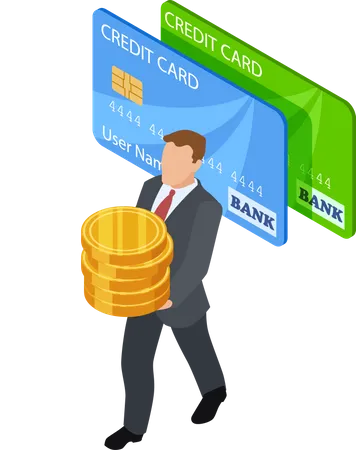 Businessman carrying coins  Illustration