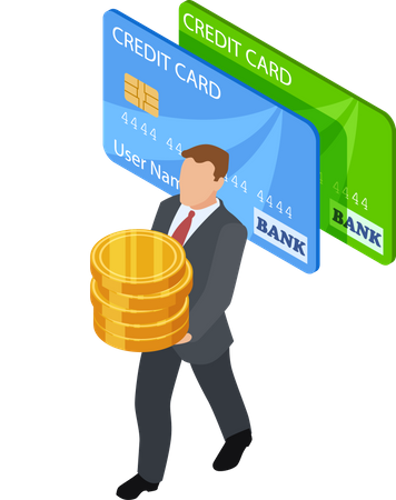 Businessman carrying coins  Illustration