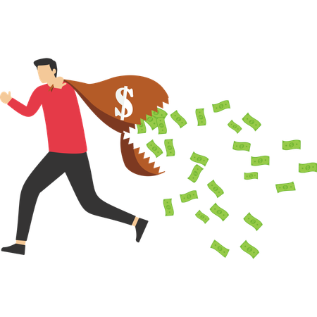 Businessman carrying currency notes heap  Illustration