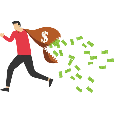 Businessman carrying currency notes heap  Illustration