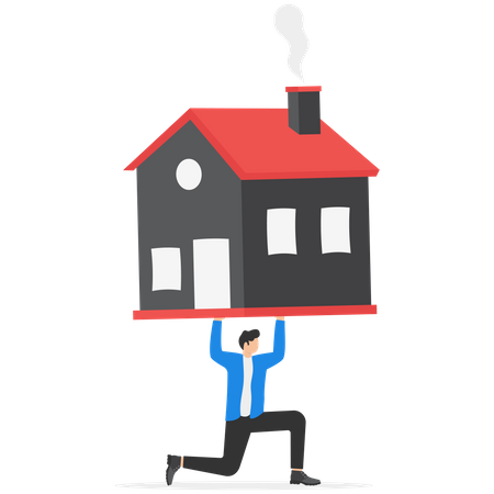 Businessman carrying huge credit house  Illustration