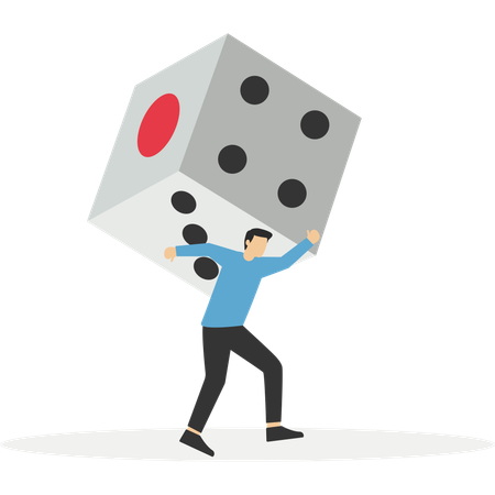 Businessman carrying huge dice  Illustration