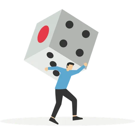 Businessman carrying huge dice  Illustration