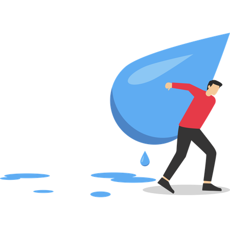 Businessman carrying huge drop of water  Illustration