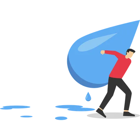 Businessman carrying huge drop of water  Illustration