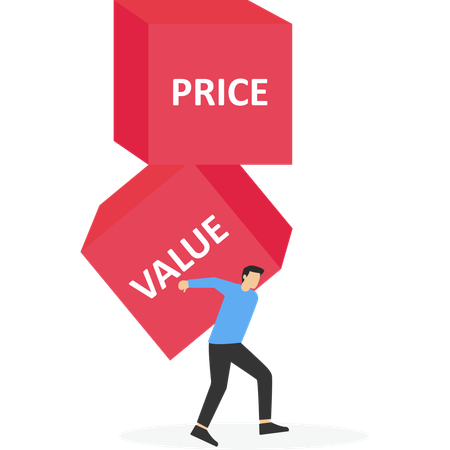 Businessman carrying huge value and price  Illustration