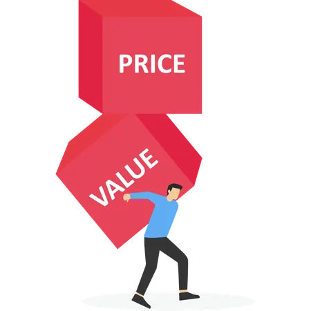 Businessman carrying huge value and price  Illustration