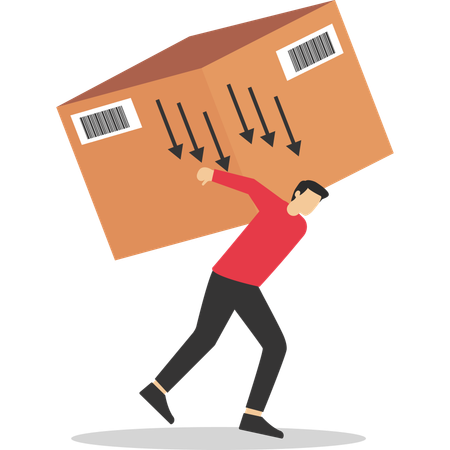 Businessman carrying huge with boxes  Illustration