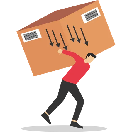 Businessman carrying huge with boxes  Illustration