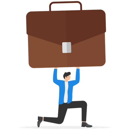 Businessman carrying huge with briefcase  Illustration