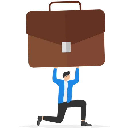 Businessman carrying huge with briefcase  Illustration