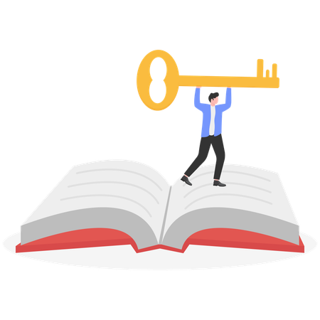 Businessman carrying key to open book  Illustration