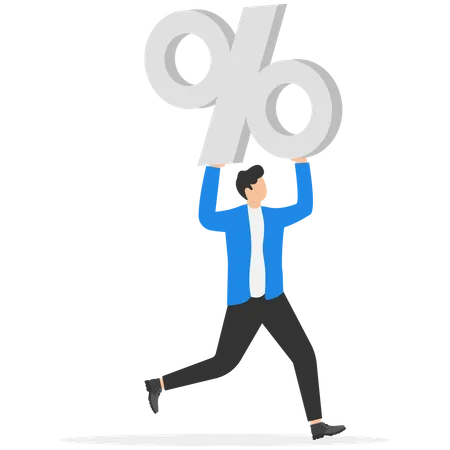Businessman Carrying Percentage Sign Concept Business Vector Illustration Illustration