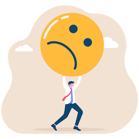 Businessman carrying sad face  Illustration