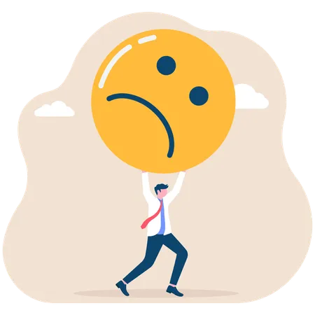 Businessman carrying sad face  Illustration