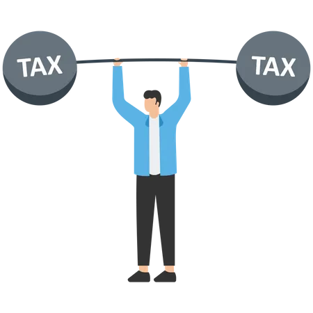 Businessman carrying tax burden  Illustration
