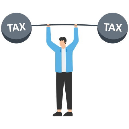 Businessman carrying tax burden  Illustration