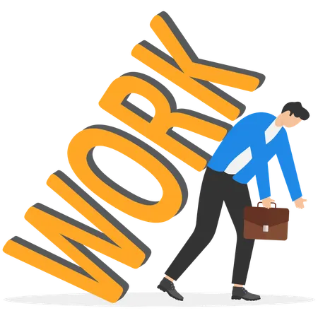 Businessman carrying work burden  Illustration