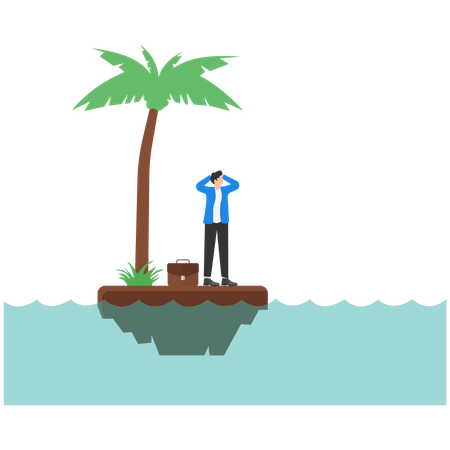 Businessman castaway  Illustration