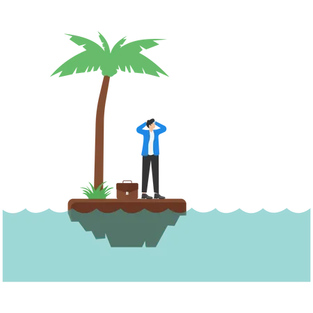 Businessman castaway  Illustration