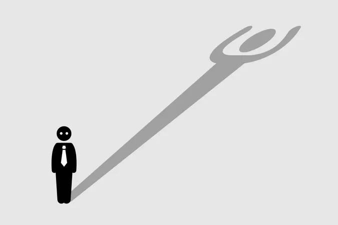Businessman casting a shadow that resembling a strong person  Illustration