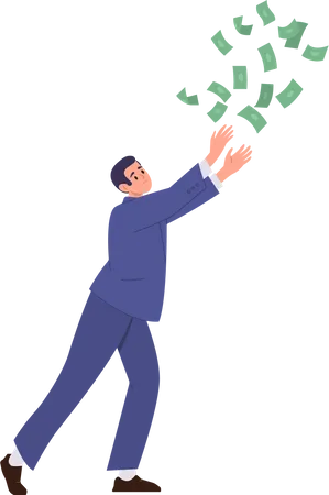 Businessman catch falling money  Illustration