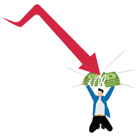 Businessman catches two falling arrow  Illustration