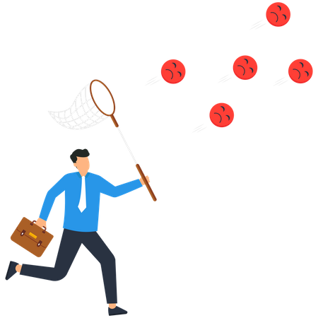 Businessman catching bad reactions  Illustration