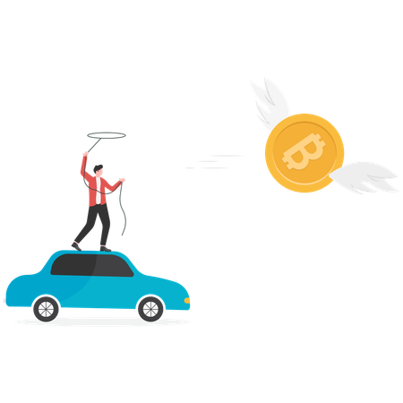 Businessman catching bitcoin  Illustration