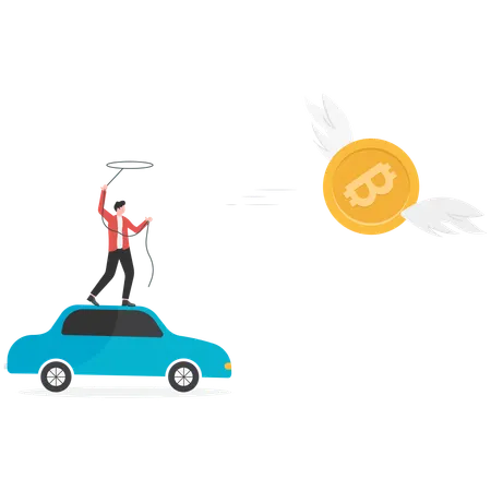 Businessman catching bitcoin  Illustration