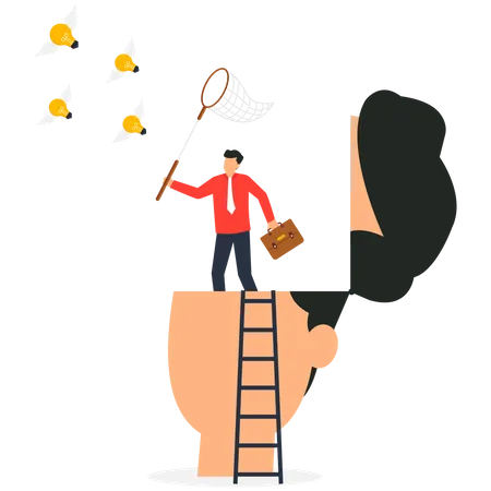 Businessman catching Creative idea  Illustration