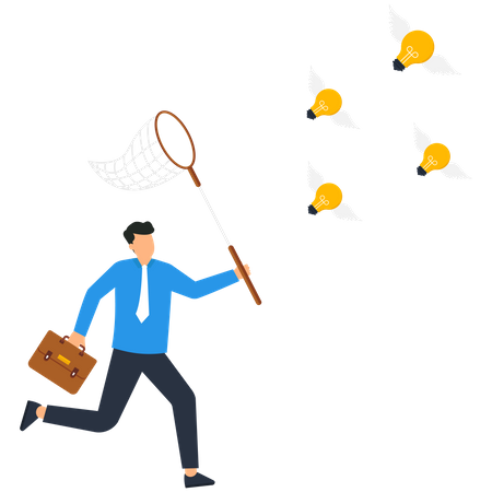 Businessman catching Creative idea  イラスト