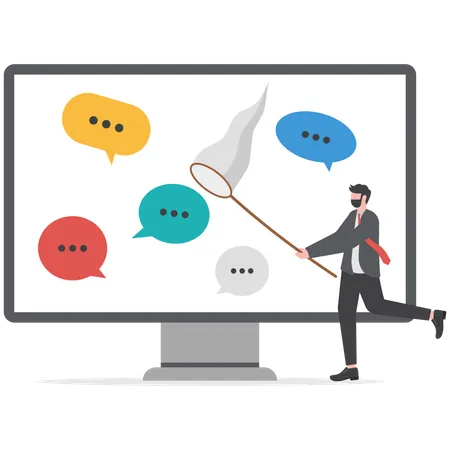 Businessman catching dialog speech bubble  Illustration