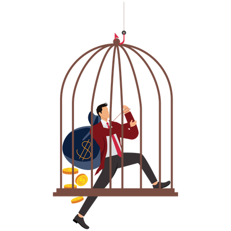 Businessman catching money thief  Illustration