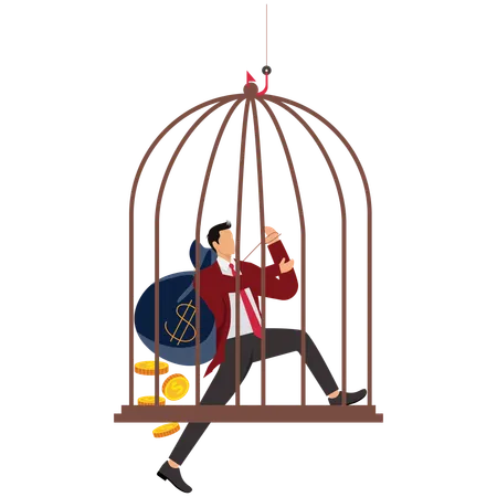 Businessman catching money thief  Illustration