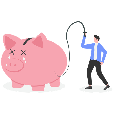 Businessman catching piggy money  Illustration