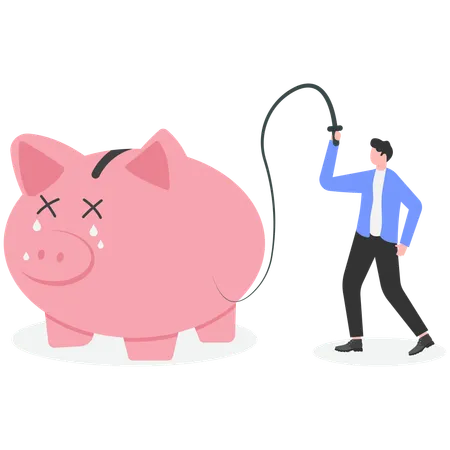 Businessman catching piggy money  Illustration