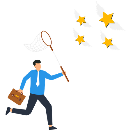 Businessman catching promotion stars  Illustration