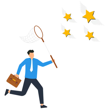 Businessman catching promotion stars  Illustration