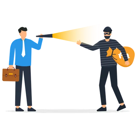 Businessman catching thief  Illustration