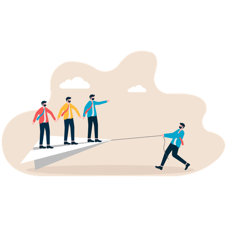 Businessman catching up employee's freedom  Illustration