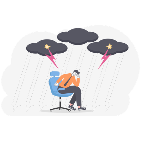 Businessman Caught in Rain  Illustration