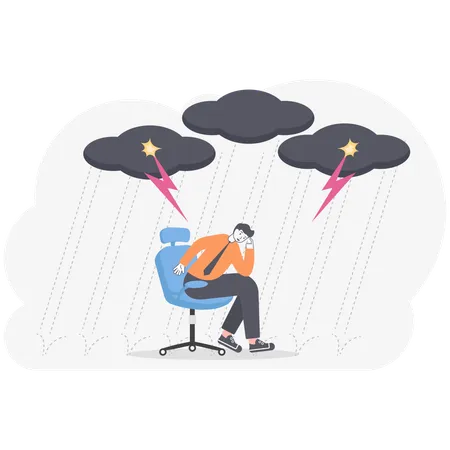 Businessman Caught In Rain Illustration Vector Cartoon Illustration