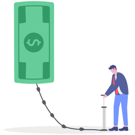 Businessman causes inflation  Illustration